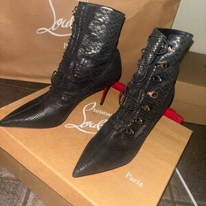 Christian Louboutin Black Lace Up Boots